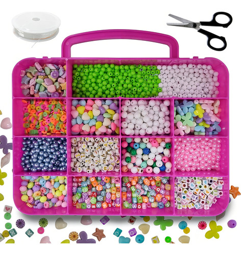 Kit De Miçangas Com Entremeio Perola Letra Maleta C/ 3000pcs Comprimento 250 Mm Cor Maleta De Perolas Completa Diâmetro 220 Mm