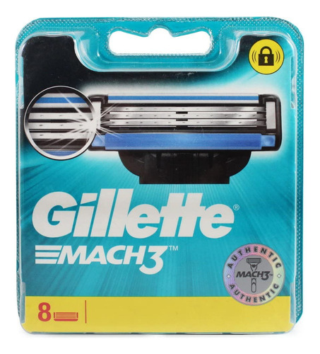 Gillette Mach 3-8 Recuento (paquete 1 X 8)