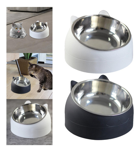 2 Comederos Para Gatos, Cuencos Protectores Para El Negro