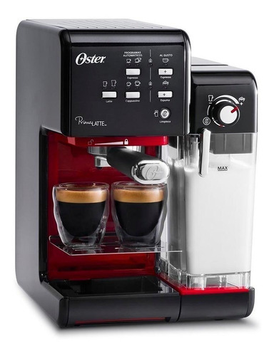 Imagen 3 de 3 de Cafetera Oster PrimaLatte BVSTEM6701 automática negra y roja para expreso y cápsulas monodosis 220V