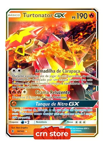 Carta de pokémon TCG - Turtonator-GX (18/145) Carta pokémon colécionavel  ULTRA RARA