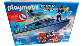 Playmobil City Life Lancha De Policia Int 71394 Intek Color Azul