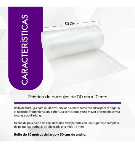 Rollo De Plástico Burbuja 50cm X 10m