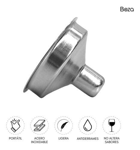 Embudo Para Licorera Anforita Acero Inoxidable Petaca Anfora Color Plata