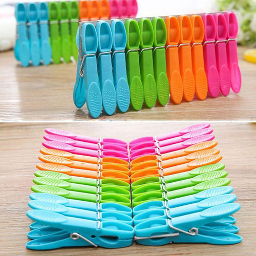 24 Pinzas De Ropa Para Tendedero, Agarre Fuerte, Lavado