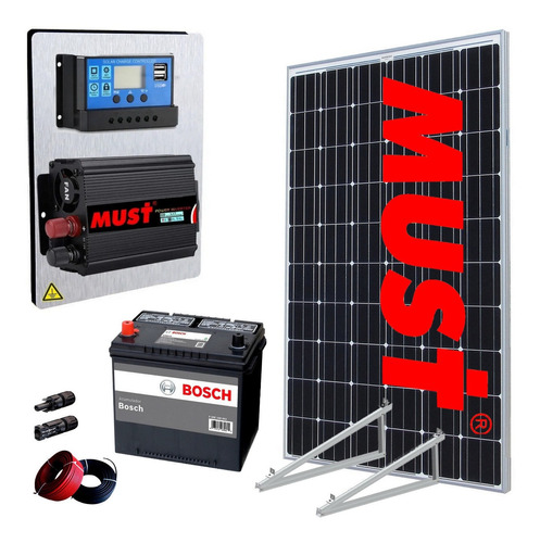 Imagen 1 de 10 de Kit Solar Must Completo Autoinstalable 600w Panel Bateria 
