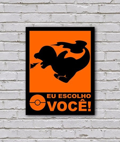 Nova Placa Charmander Eu Escolho Você Com Adesivo 18x23 Cm