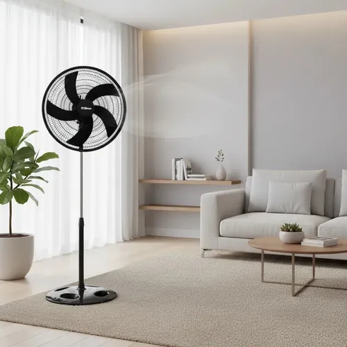 Ventilador de Pie Liliana VP20P Negro de 20" con 5 Aspas y 3 Velocidades