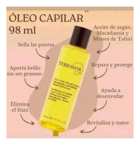 Oleo Tratamiento Para El Cabello 3 En 1 Terramar / 98 Ml.