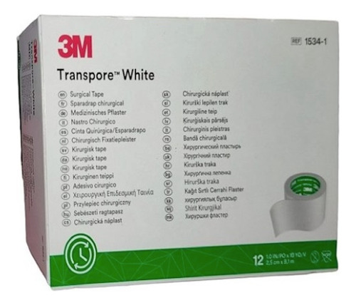 Tela Transpore White 3m 2,5x9 Mt Codigo 1534-1. 12 Unidades