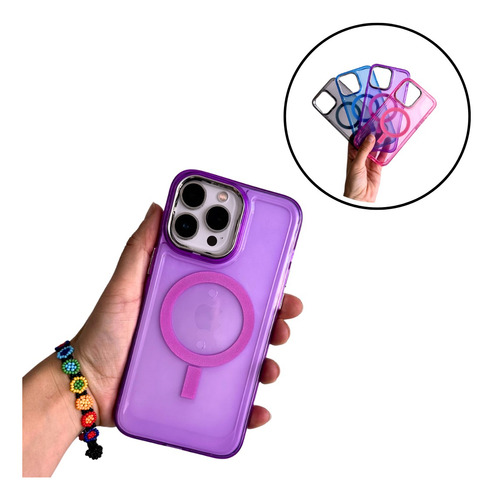 Funda Magsafe Transparente Con Colores Para iPhone