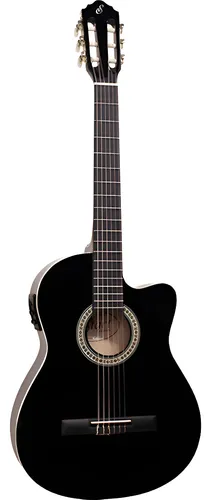 Violão Eletroacústico Giannini Start Nf-14 Ceq Para Destros Preta Bordo Esc...