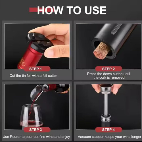 Juego De Abridor De Vino Eléctrico Automático Sacacorchos