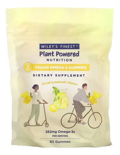 Wiley's Finest Vegan Omega-3 Gummies Fresh Lemonade 60ctsfn Sabor Limonada Fresca