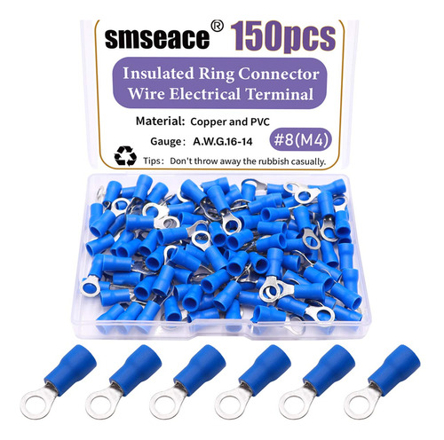 Smseace 150 Terminal Anillo Aislado 8 M4 Conector Cable Tipo