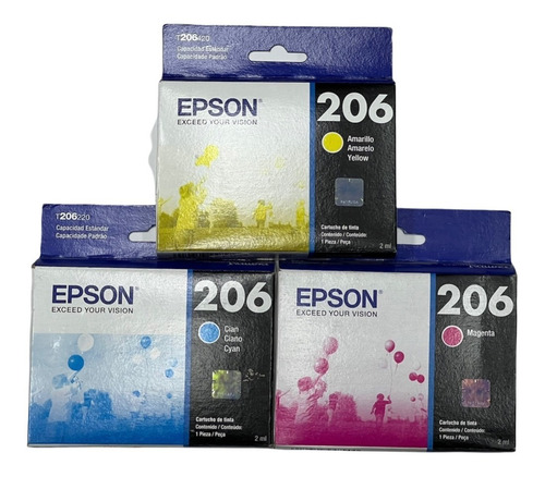 Cartuchos Kit X3 Epson 206 C-m-y Xp2101 Originales