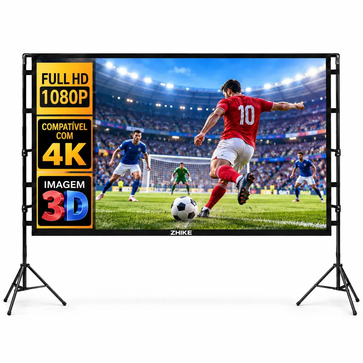 Tela de Projeção ZHIKE 100" com Suporte Duplo para Home Theater e Datashow