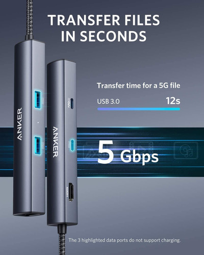 Hub Usb C Anker, Con Suministro De Energía De 65 W, Hdmi