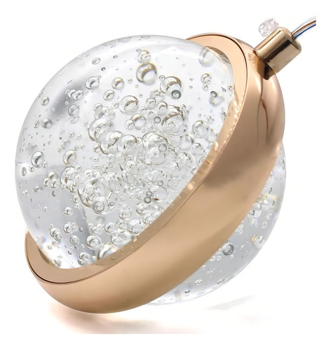 2 Pendentes Cristal Bolhas Led 3 Cores Gold Saturno Esfera
