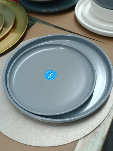 Plato Postre Ceramica 21 Cm Jaspeado Vajilla Crmk Borde Fino