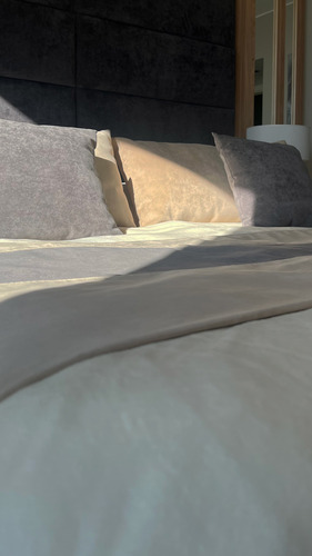 Frazada Con Corderito Tela Flannel 2 1/2 Plazas Térmica Beige Liso