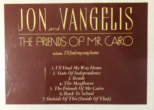Jon And Vangelis. Disco Cd. The Friends Of Mr. Cairo. Import (Usado)