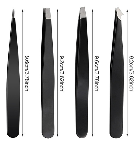 Pinzas De Cejas Profesionales De Acero Inoxidable 4 Piezas