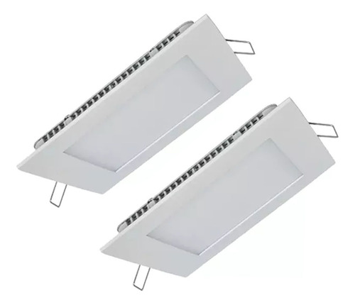 Par De Spots Led Cuadrado De Embutir Blanco 12w Frio/cálido