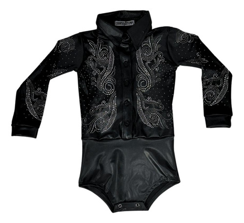 Bori Preto De Menina Com Muto Brilho Camisa Fácil De Vestir
