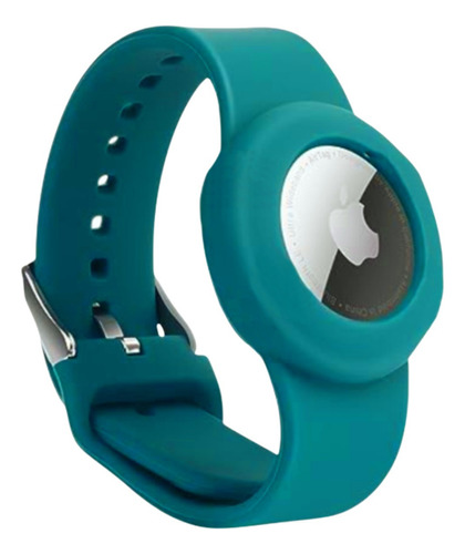 Pulseira Bracelete Silicone Compatível Para Airtag Rastreado Cor Azul-petróleo