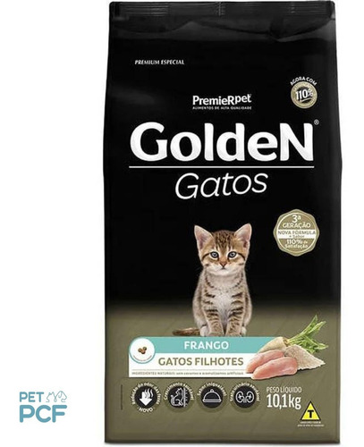 Racao Golden Gatos Filhotes Sabor Frango - 10 Kg