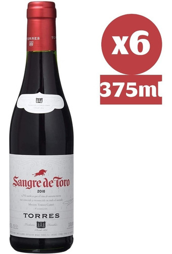 Pack 6x Vino Miguel Torres Sangre De Toro Original 375ml