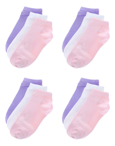 Pack 12 Pares Tin Deportivo Algodón Para Niña Difere Colores