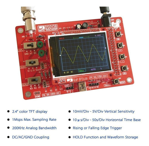 Osciloscopio Digital Dso138 De 2.4  Tft Totalment Ensamblado