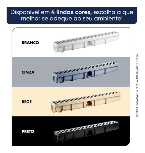 Ralo Banheiro Oculto Piscina Grelha Alumínio 1,5 Metros Bege