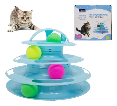 Brinquedo Para Gatos Pet Torre De Trilhas 3 Níveis Bolinhas