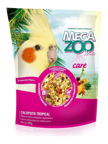 Megazoo Ração Para Pássaros Mix Calopsita Tropical 500g