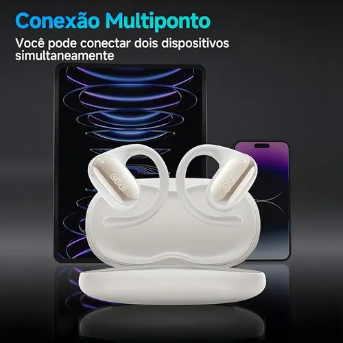 Audifonos Inalámbricos Qcy Crossky Gtr2 Open Ear Deportivos Bluetooth 5.4 Bass Boost 28 Horas De Reproducción Ipx5 Impermeable Conexión Multipunto Blanco