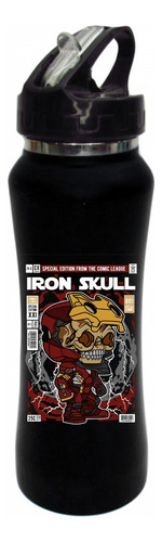 Termo Pitillo Iron Man Skull Botilito Negro 650ml