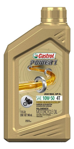 Lubricante Para Moto Sintetico Castrol 10w50 Power 1. L46