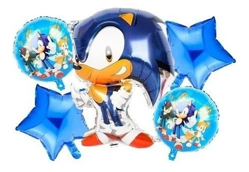 Kit Globos Decoracion Sonic Video Juego Estrella Azul