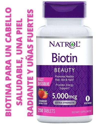 Natrol Biotina 5000 Mcg 250 Tabletas Extra Strength