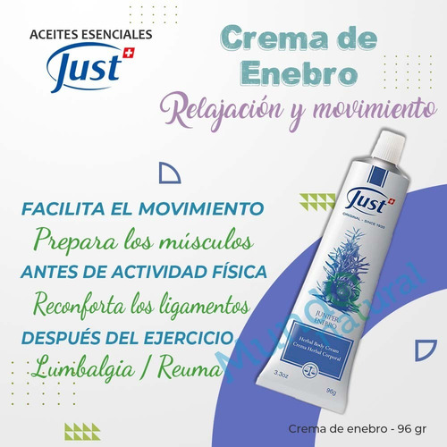 Imagen 2 de 7 de Crema De Enebro 96g Swiss Just Producto Original Envío Gratis