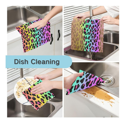 Paquete De 6 Paños De Cocina Con Estampado De Leopardo Y Arc