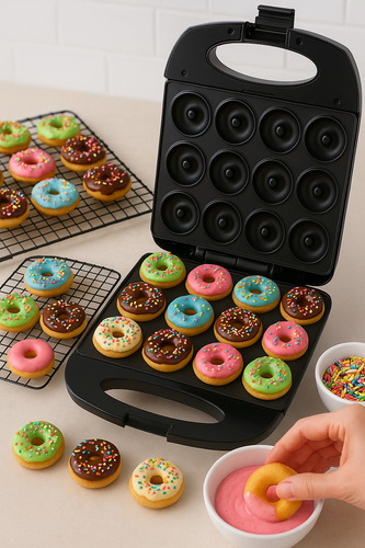 Máquina Mini Donas 12 Cavidades Antiadherente 900 W | Donuts
