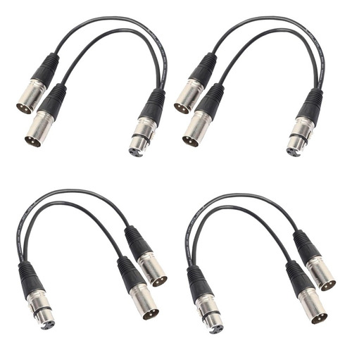 4 Piezas 2 X Xlr Estéreo Macho A Xlr Hembra, 30 Cm Corto