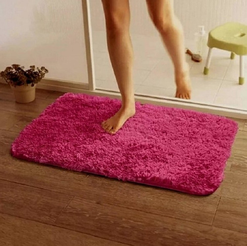 Alfombra De Baño Antideslizate Suave Shaggy 40x60 Color Azul Francia
