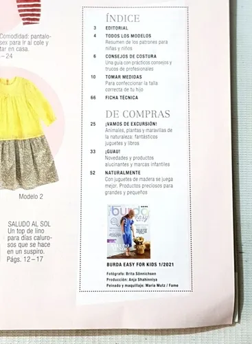 Revista Burda Enero 2021 Especial Niños En Español, Patrones