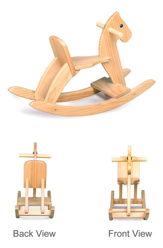Caballo Mecedor De Madera Para Niños Con Respaldo Seguro
