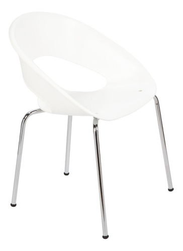 Silla One Cromada Sillón Patas Apilable De Diseño Baires 4 Estructura de la silla PATAS CROMADAS Asiento ASIENTO PLÁSTICO BLANCO Diseño de la tela No tiene tela